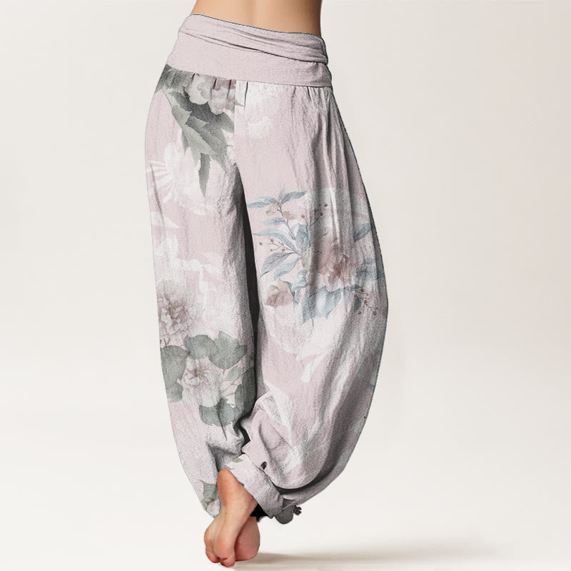 Breathable Cotton Botanical Print Meditative Harem Pants