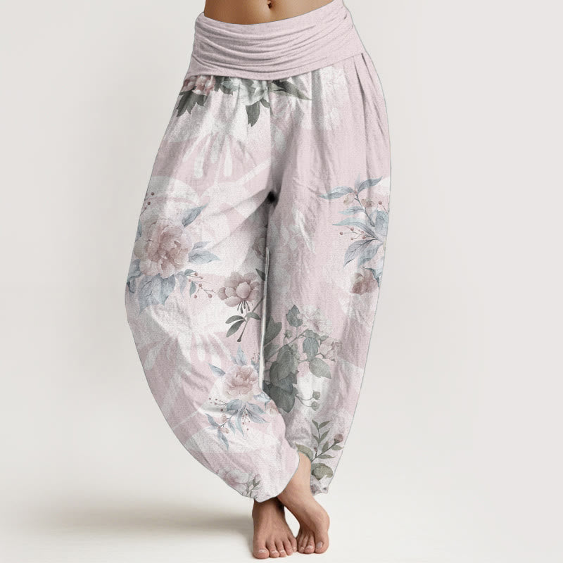 Breathable Cotton Botanical Print Meditative Harem Pants