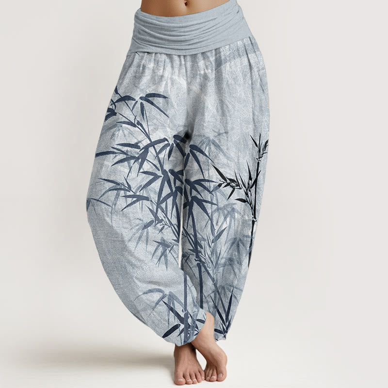 Tactile Cotton Bamboo Print Flowing Meditation Harem Pants