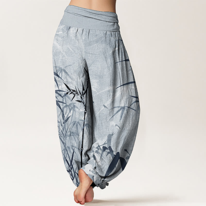 Tactile Cotton Bamboo Print Flowing Meditation Harem Pants