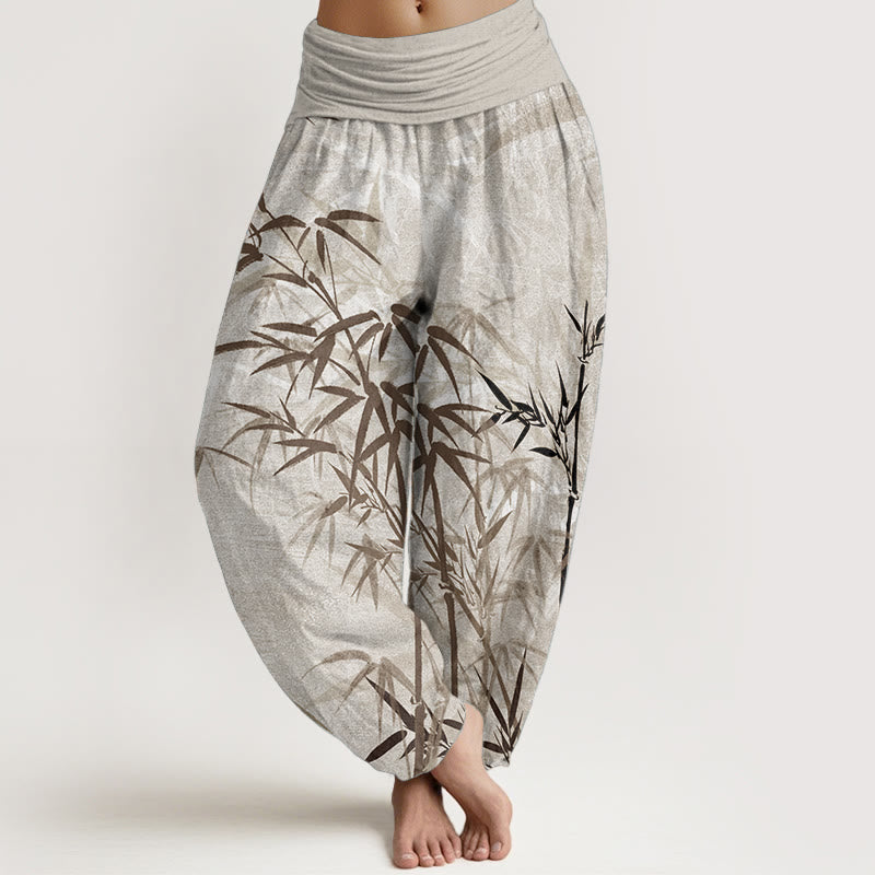 Tactile Cotton Bamboo Print Flowing Meditation Harem Pants