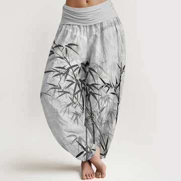 Tactile Cotton Bamboo Print Flowing Meditation Harem Pants
