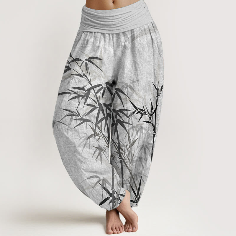 Tactile Cotton Bamboo Print Flowing Meditation Harem Pants