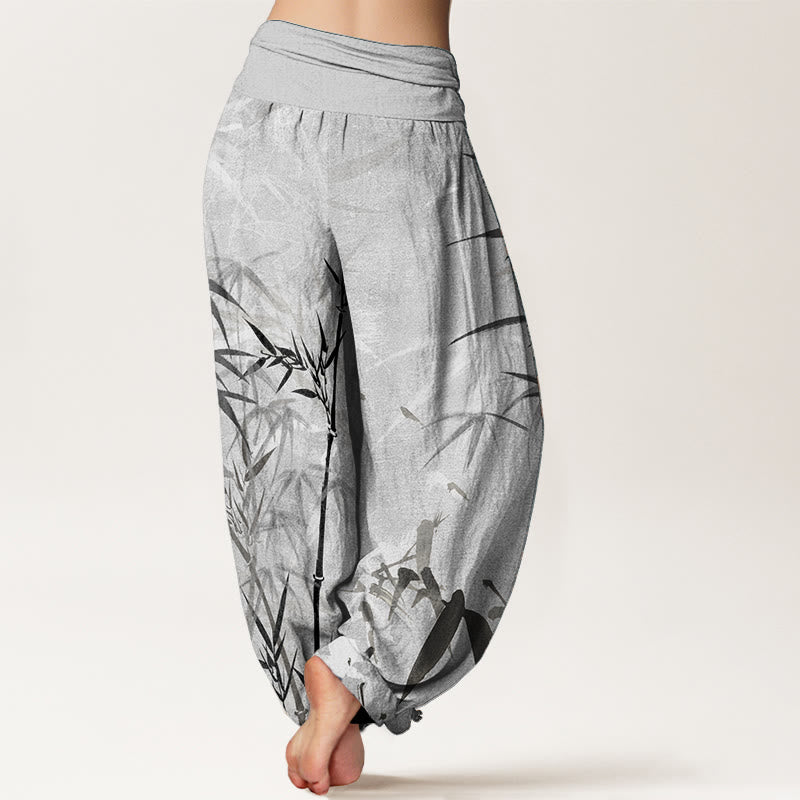 Tactile Cotton Bamboo Print Flowing Meditation Harem Pants