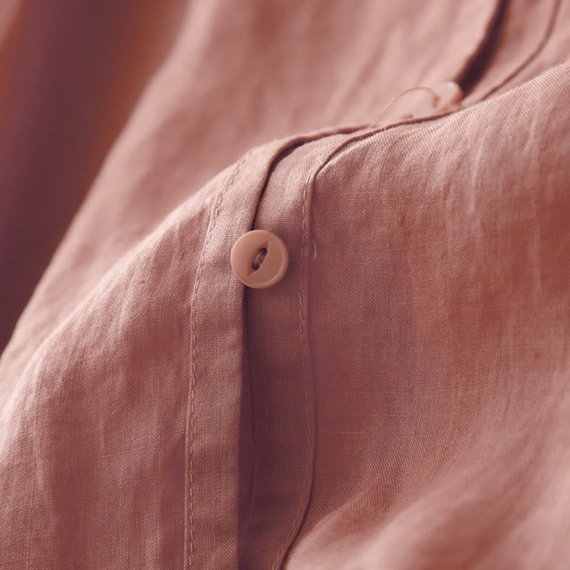 Cotton Blend Embroidered Half-Sleeve Meditation Shirt Cardigan