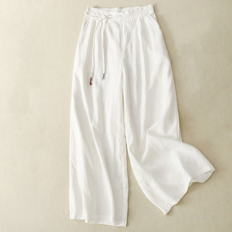 Tactile Cotton Linen Cropped Wide-Leg Meditation Pants
