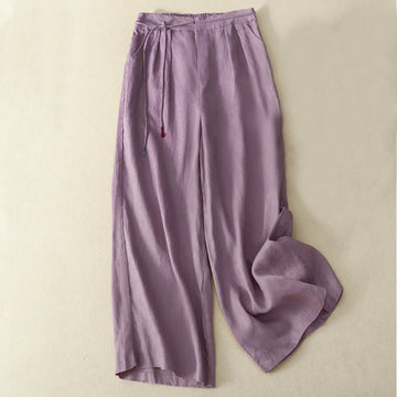 Tactile Cotton Linen Cropped Wide-Leg Meditation Pants