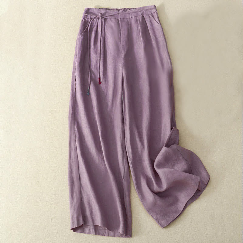 Tactile Cotton Linen Cropped Wide-Leg Meditation Pants