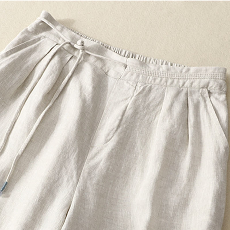 Tactile Cotton Linen Cropped Wide-Leg Meditation Pants