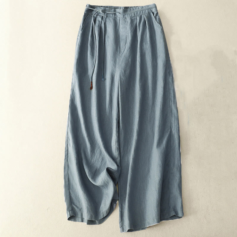 Tactile Cotton Linen Cropped Wide-Leg Meditation Pants