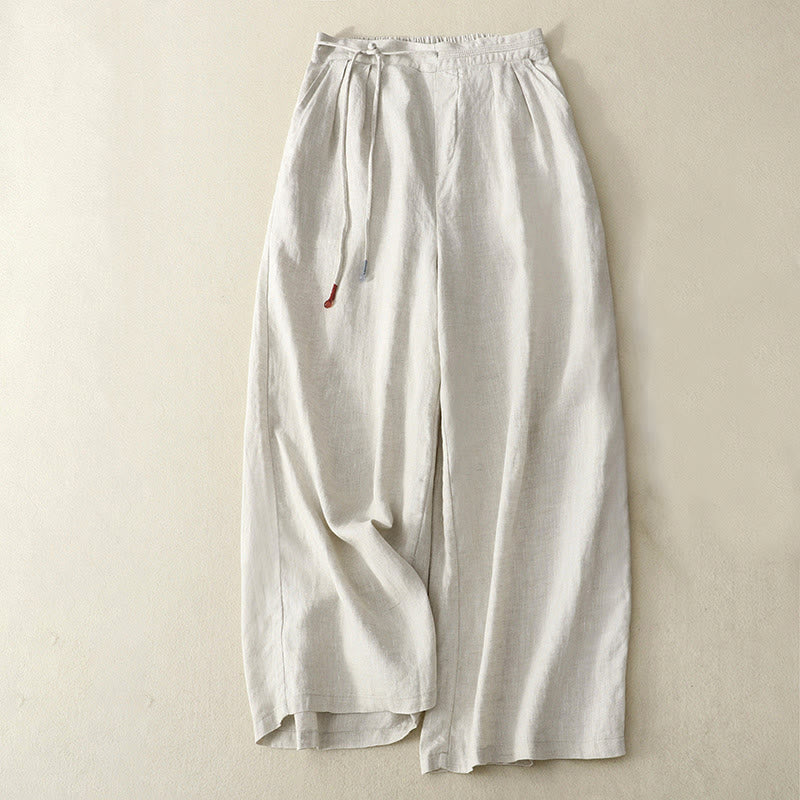 Tactile Cotton Linen Cropped Wide-Leg Meditation Pants