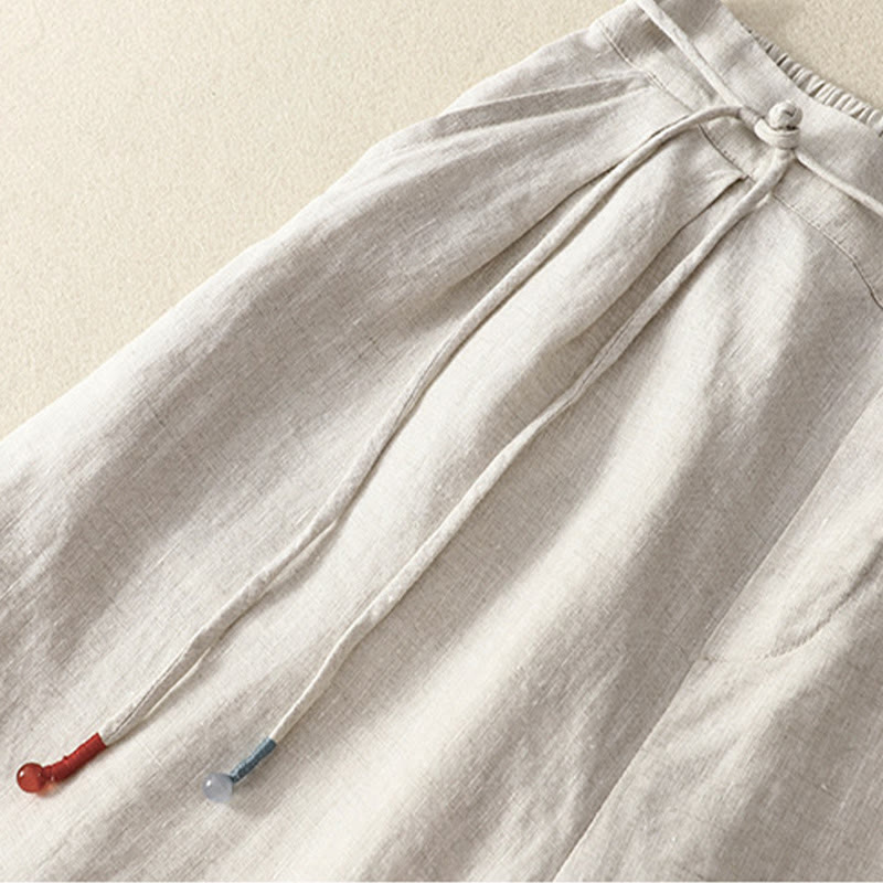 Tactile Cotton Linen Cropped Wide-Leg Meditation Pants