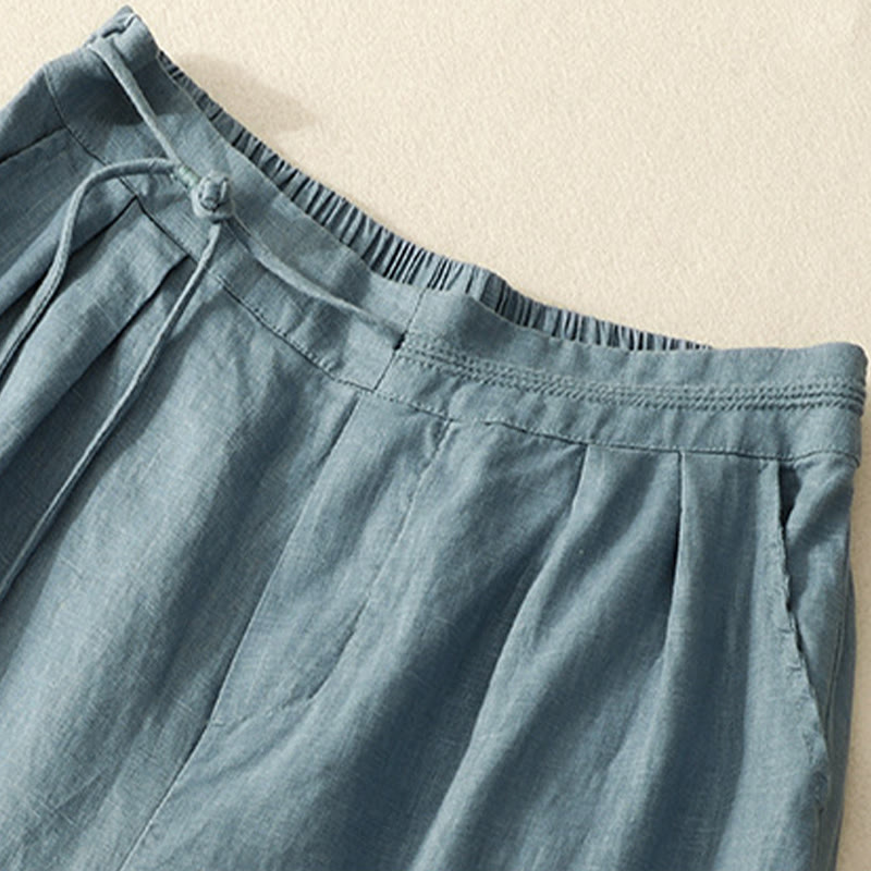 Tactile Cotton Linen Cropped Wide-Leg Meditation Pants