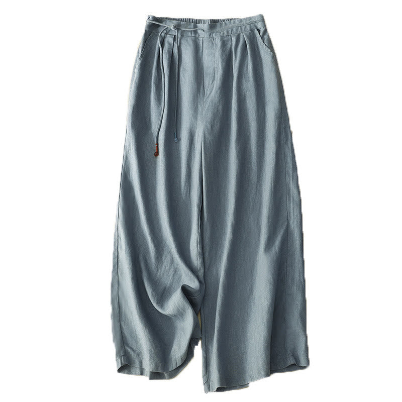 Tactile Cotton Linen Cropped Wide-Leg Meditation Pants