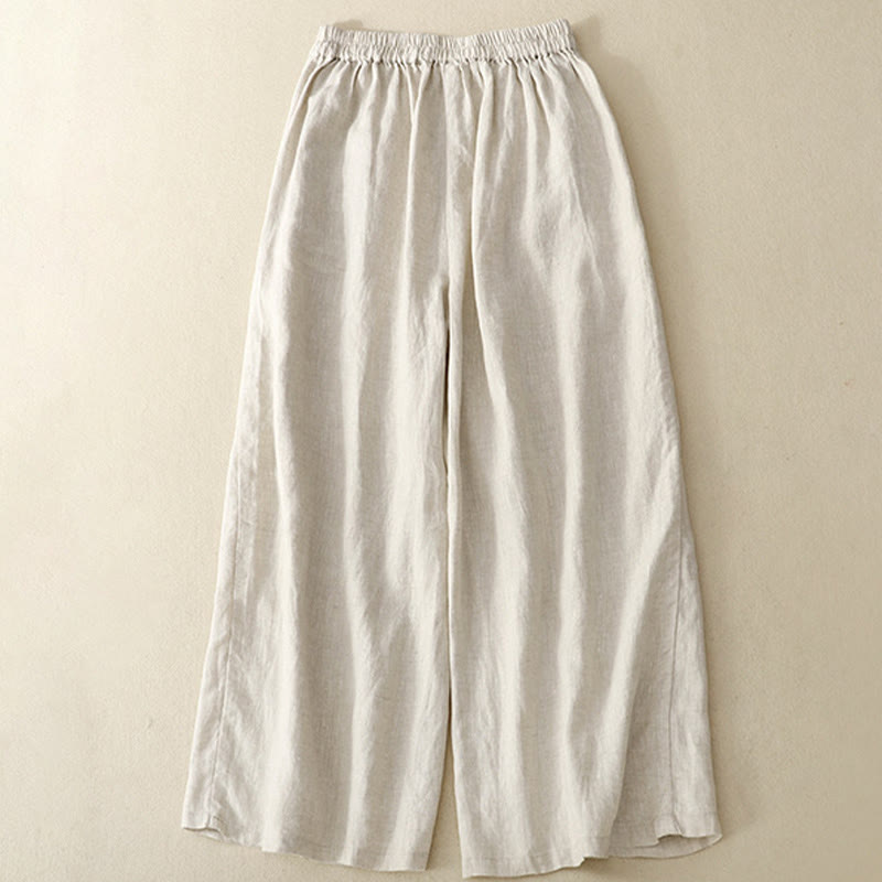 Tactile Cotton Linen Cropped Wide-Leg Meditation Pants