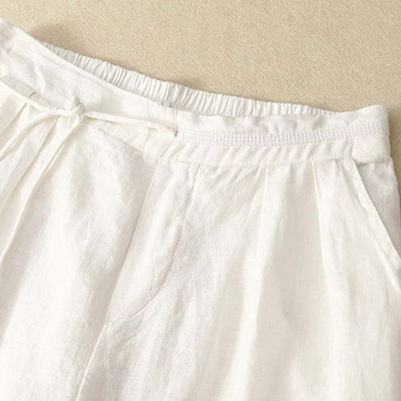 Tactile Cotton Linen Cropped Wide-Leg Meditation Pants