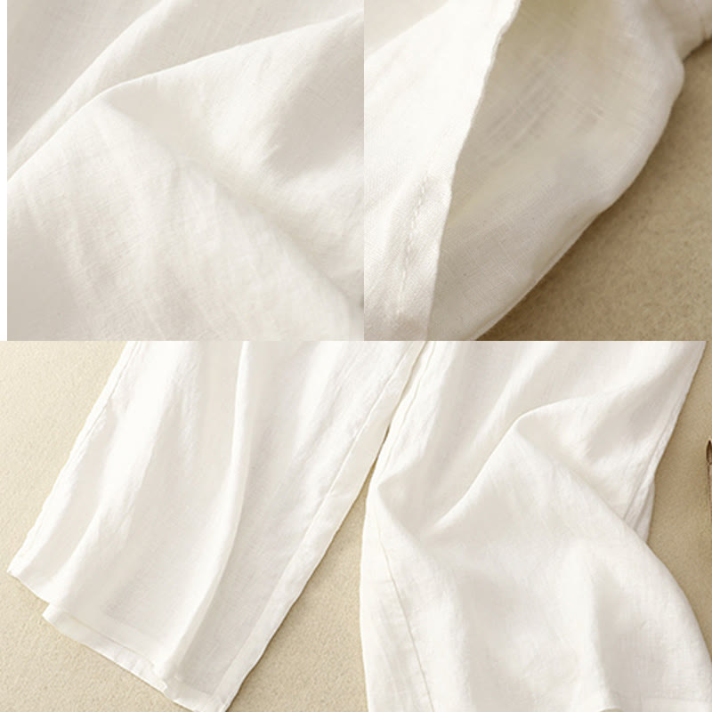 Tactile Cotton Linen Cropped Wide-Leg Meditation Pants