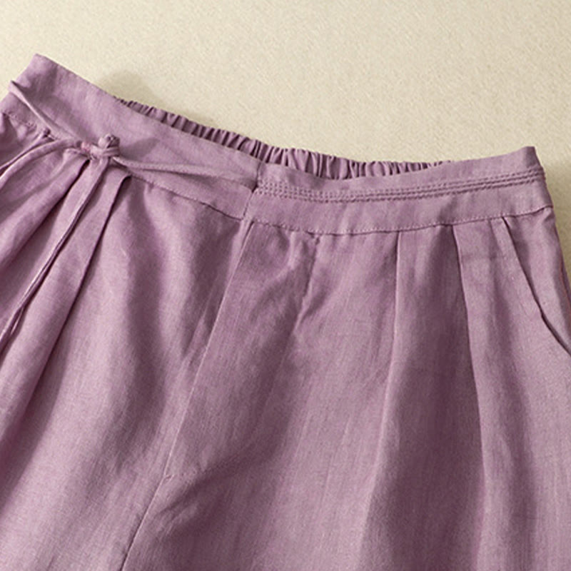 Tactile Cotton Linen Cropped Wide-Leg Meditation Pants
