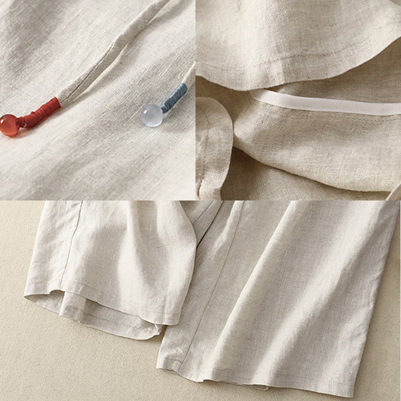 Tactile Cotton Linen Cropped Wide-Leg Meditation Pants