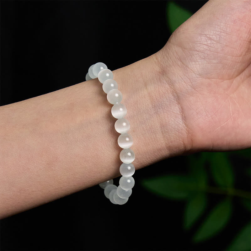 Natural Cat's Eye Beads & 990 Fine Silver Pixiu Symbol Bracelet