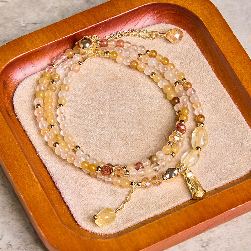 Natural Citrine Beads Pleasure Multi Layer Bracelet