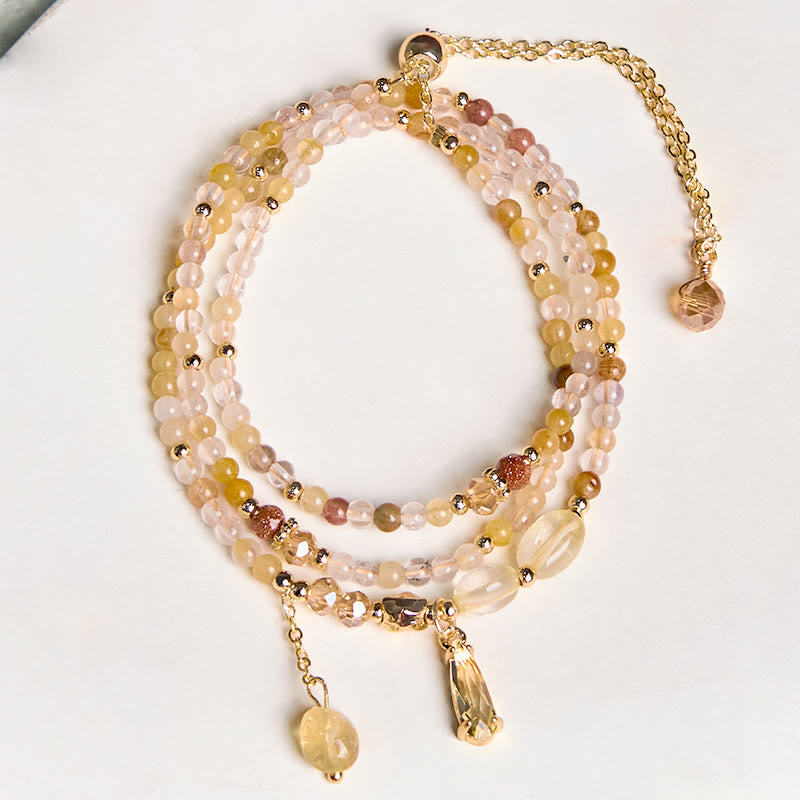 Natural Citrine Beads Pleasure Multi Layer Bracelet