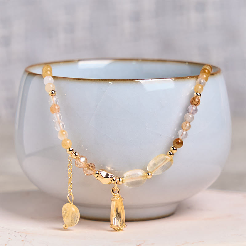 Natural Citrine Beads Pleasure Multi Layer Bracelet