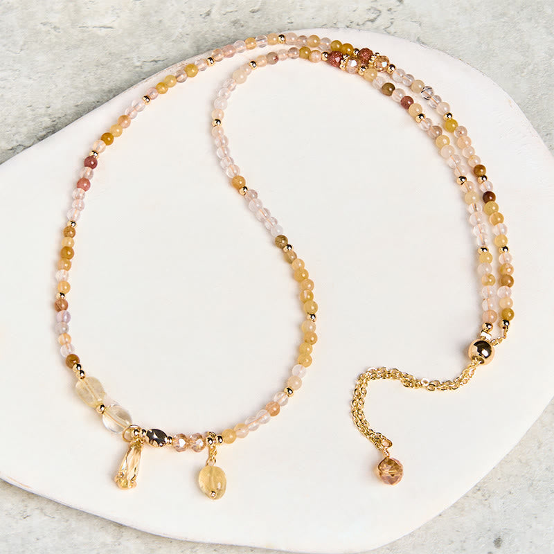 Natural Citrine Beads Pleasure Multi Layer Bracelet