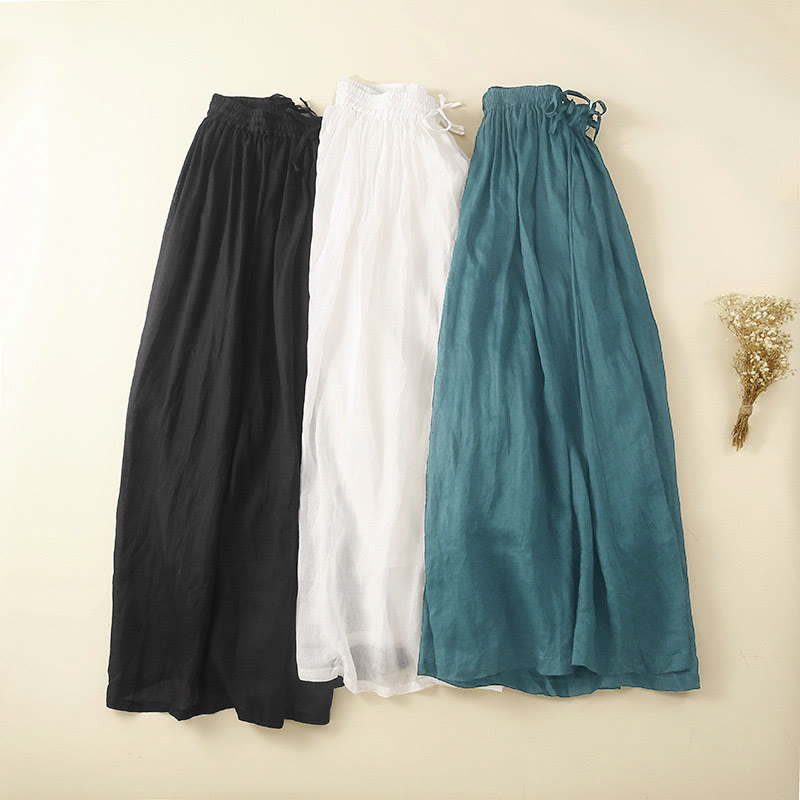 Plain Lace Up Elastic Waist Women's Skirt With Pockets