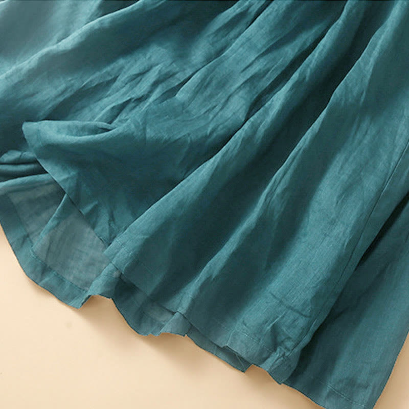 Plain Lace Up Elastic Waist Women's Skirt With Pockets