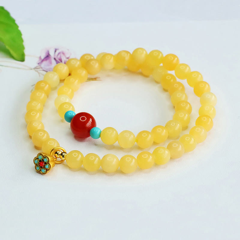 Topaz Red Agate Bead Fortune Bracelet