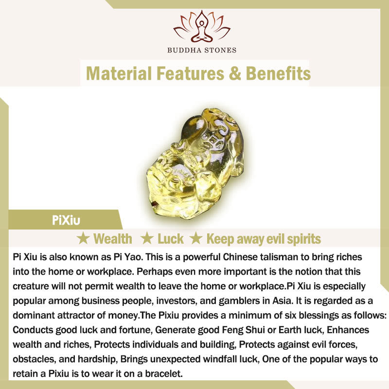 Natural Citrine Beaded Bracelet with Copper Pixiu and Chinese Coin Detail