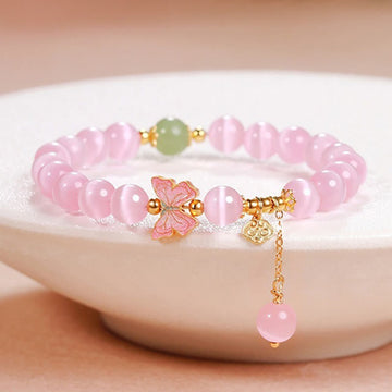 925 Sterling Silver Hetian Jade Butterfly & Longevity Lock Charm Bracelet