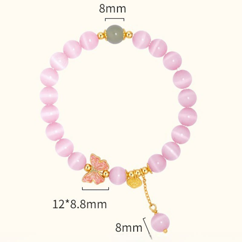 925 Sterling Silver Hetian Jade Butterfly & Longevity Lock Charm Bracelet