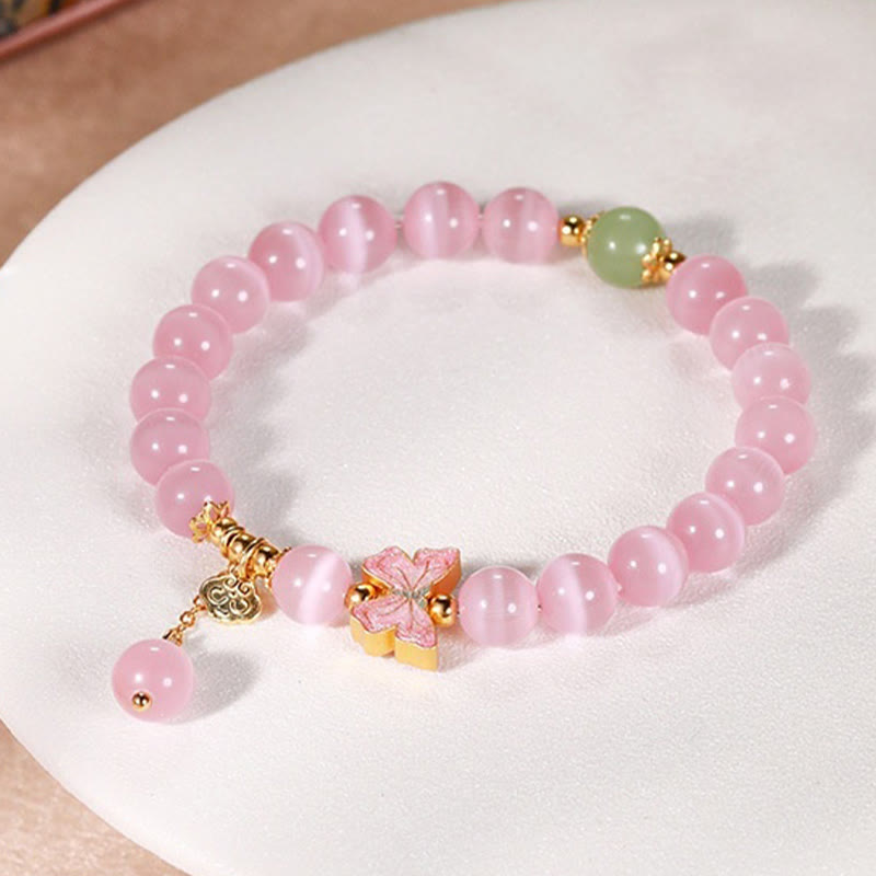 925 Sterling Silver Hetian Jade Butterfly & Longevity Lock Charm Bracelet