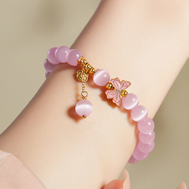 925 Sterling Silver Hetian Jade Butterfly & Longevity Lock Charm Bracelet
