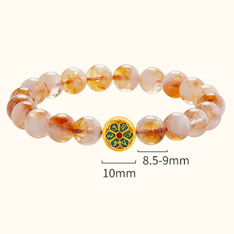 999 Fine Silver Citrine Om Mani Padme Hum Mantra Bracelet