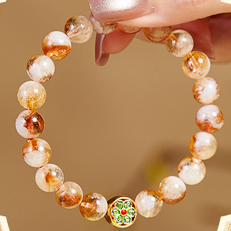 999 Fine Silver Citrine Om Mani Padme Hum Mantra Bracelet