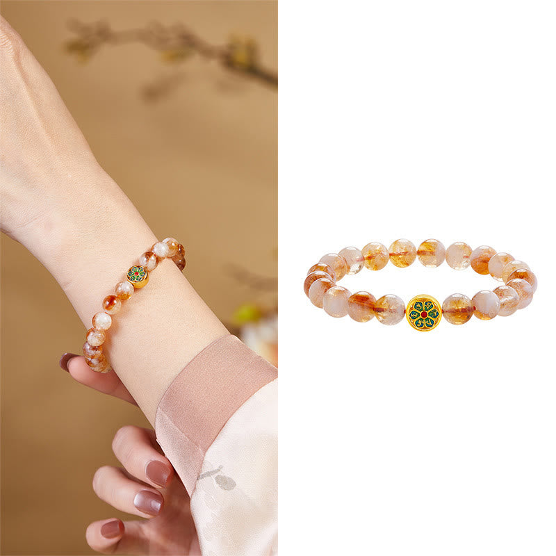 999 Fine Silver Citrine Om Mani Padme Hum Mantra Bracelet