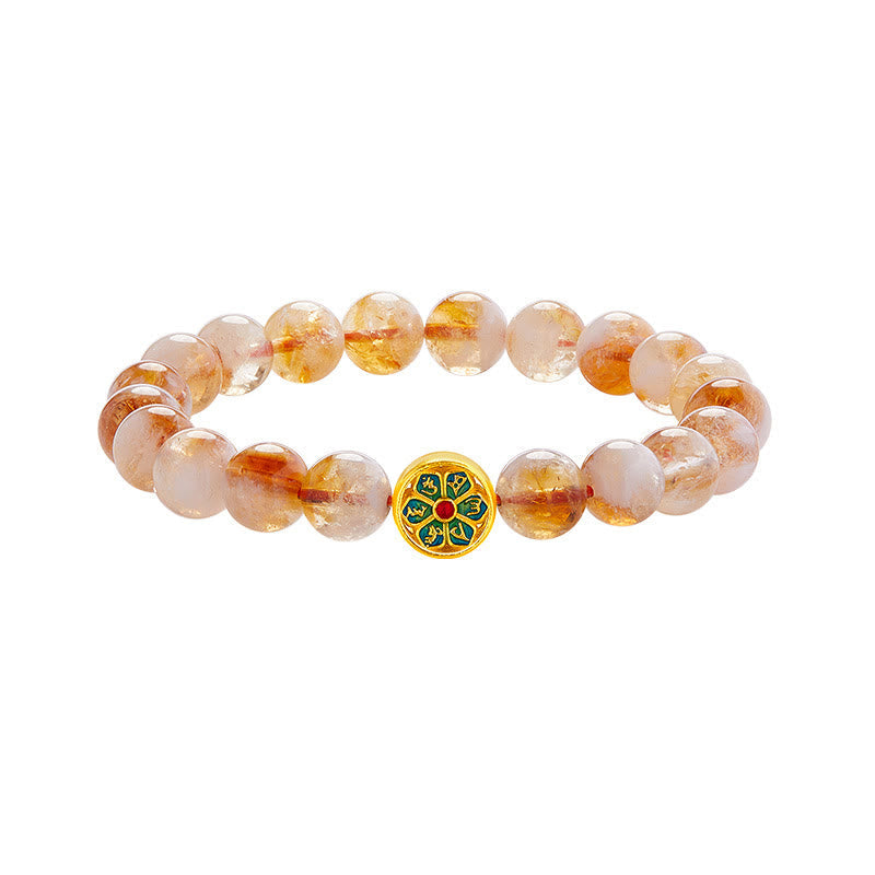 999 Fine Silver Citrine Om Mani Padme Hum Mantra Bracelet