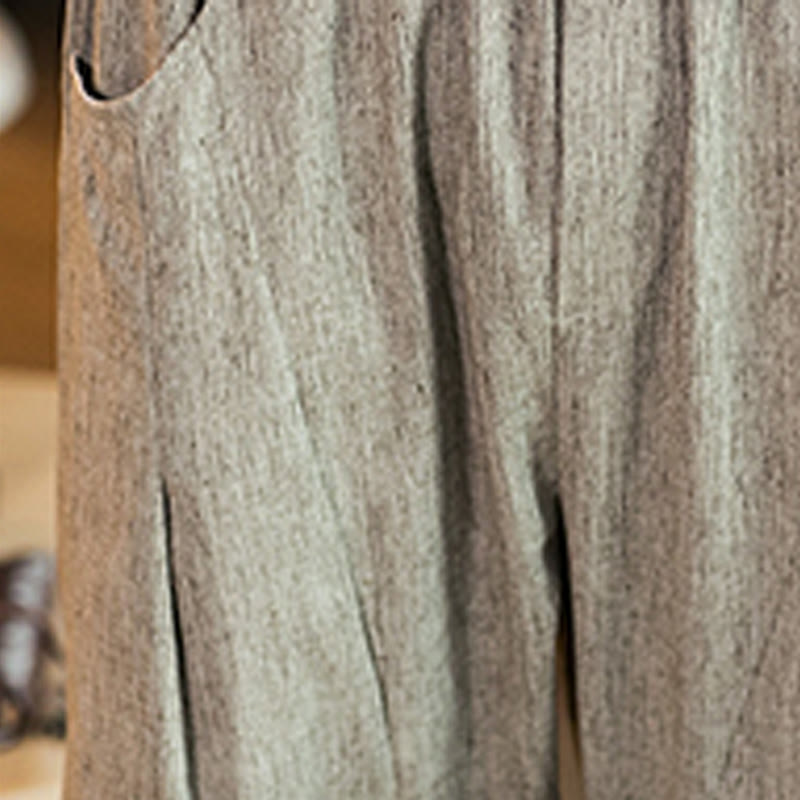 Tactile Cotton Linen Carrot Silhouette Meditation Trousers