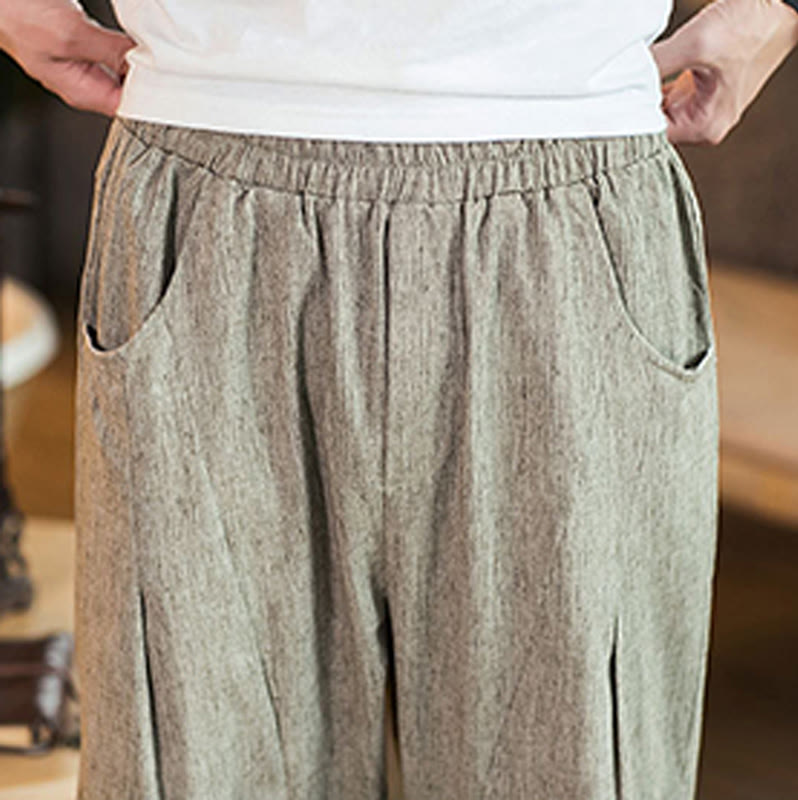 Tactile Cotton Linen Carrot Silhouette Meditation Trousers