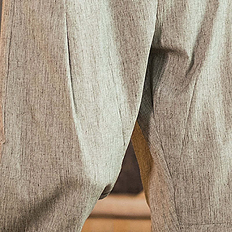 Tactile Cotton Linen Carrot Silhouette Meditation Trousers