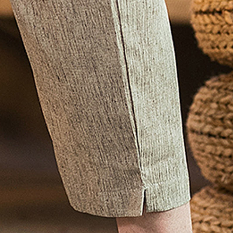 Tactile Cotton Linen Carrot Silhouette Meditation Trousers