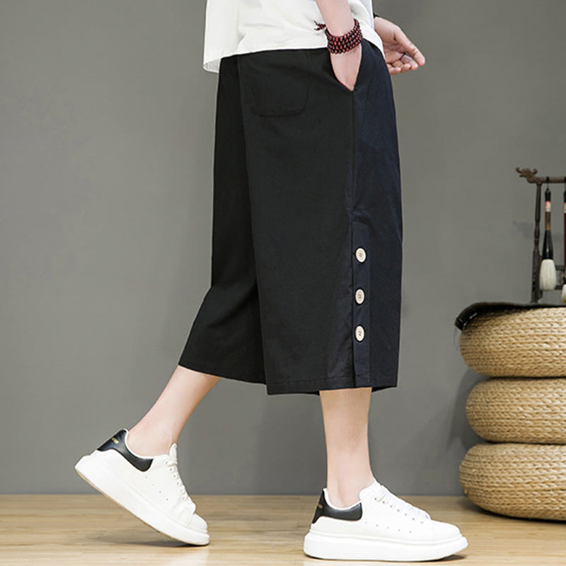 Breathable Cotton Blend Cropped Carrot Cut Mindful Meditation Pants