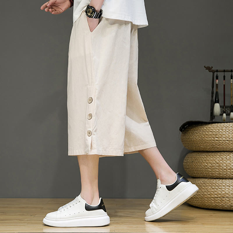 Breathable Cotton Blend Cropped Carrot Cut Mindful Meditation Pants