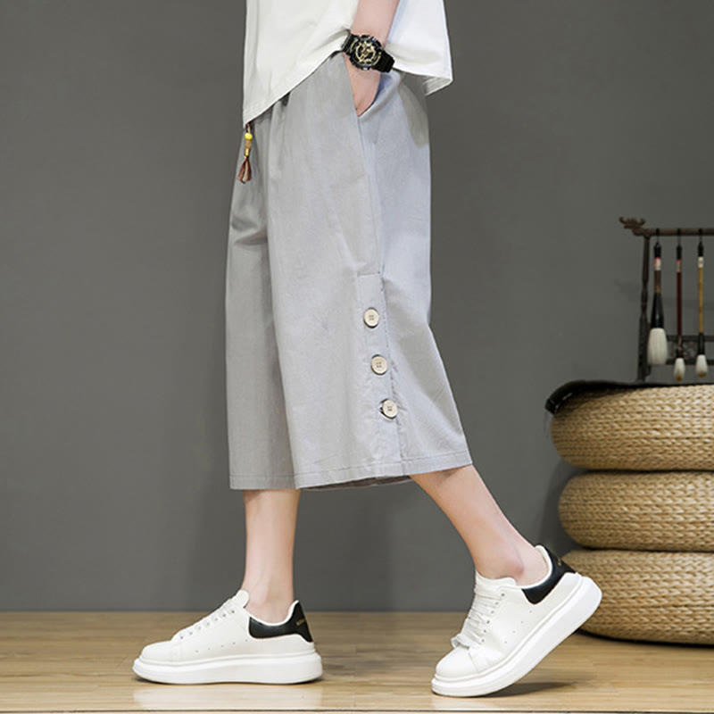 Breathable Cotton Blend Cropped Carrot Cut Mindful Meditation Pants