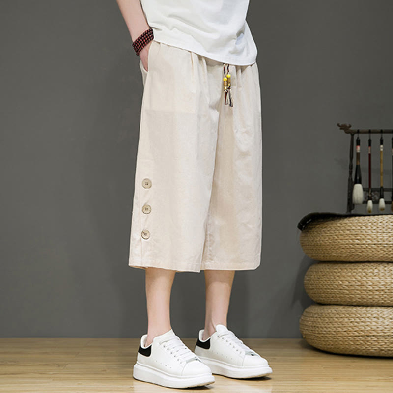 Breathable Cotton Blend Cropped Carrot Cut Mindful Meditation Pants