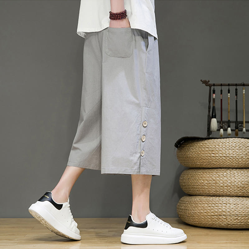 Breathable Cotton Blend Cropped Carrot Cut Mindful Meditation Pants