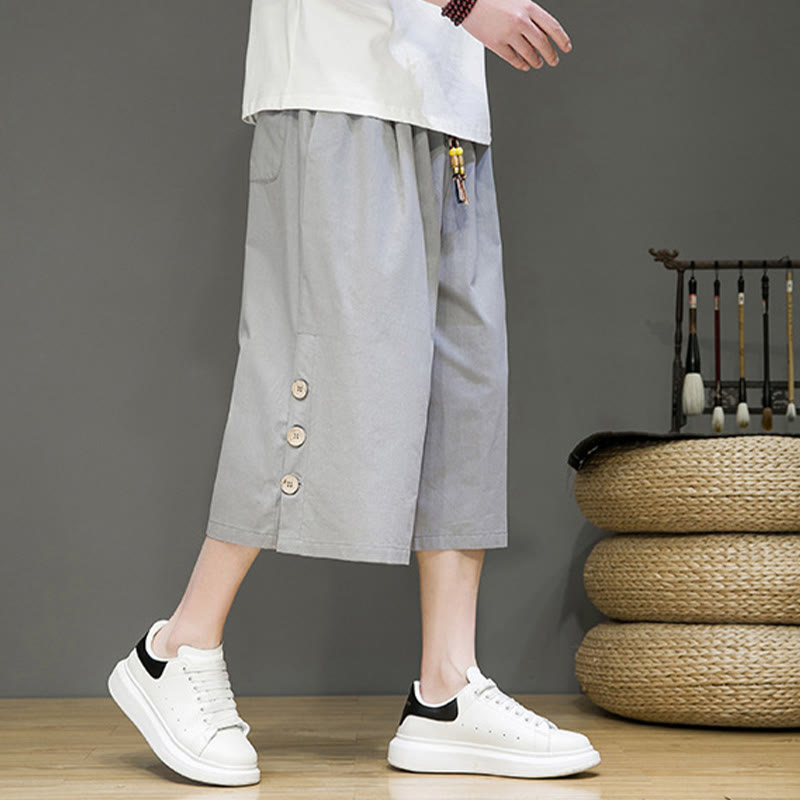 Breathable Cotton Blend Cropped Carrot Cut Mindful Meditation Pants